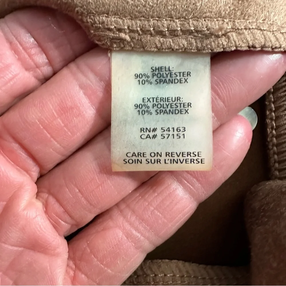 Ivanka Trump Faux Suede Skinny Pants Camel Tan Size Medium EUC High Rise Stretch